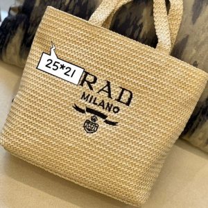 Replica Designer Prada Summer Woven Fashionable Striped Pattern Bag