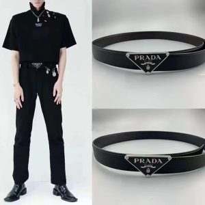 Replica Designer Prada Trendy Alphabet Triangle Buckle Belt