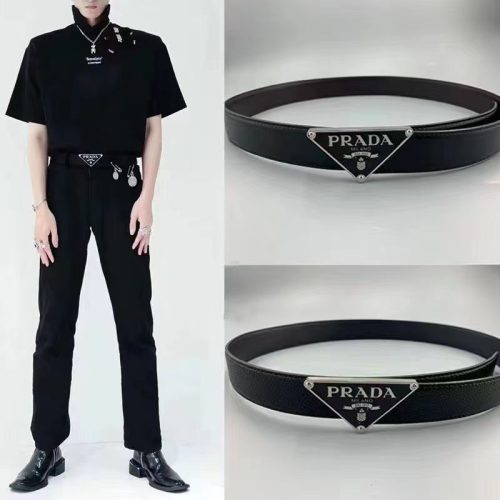 Replica Designer Prada Trendy Alphabet Triangle Buckle Belt