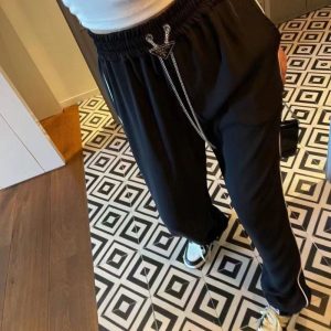 Replica Designer Prada Triangle Chain Label Elastic Waist Sports Trousers