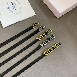 Replica Designer Prada Triangle Letter Leather Thin Cowhide Belt