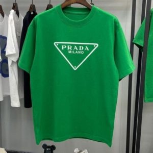 Replica Designer Prada Unisex Half-Sleeve Printing Loose Short-Sleeved Cotton T-Shirt