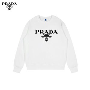 Replica Designer Prada Unisex Round Neck Letter Printing Pattern Classic All-Match Sweater