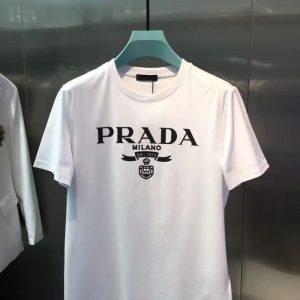 Replica Designer Prada Unisex Spring And Summer All-Match Cotton Short-Sleeved Printing T-Shirt
