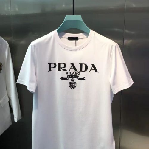 Replica Designer Prada Unisex Spring And Summer All-Match Cotton Short-Sleeved Printing T-Shirt