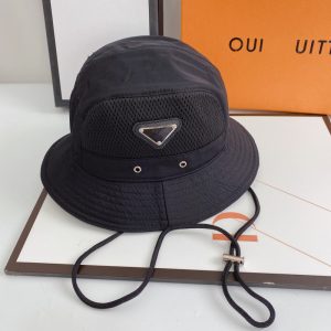 Replica Designer Prada Windproof Breathable Black Simple Fisherman Hat
