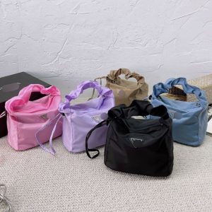 Replica Designer Prada Women Casual Drawstring Pleated Messenger Bag