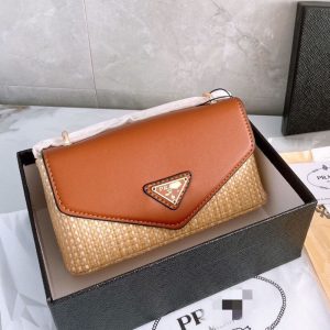 Replica Designer Prada Women Fashion Lafite Woven All-Match Envelope Bag