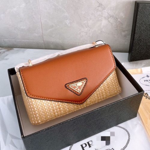 Replica Designer Prada Women Fashion Lafite Woven All-Match Envelope Bag
