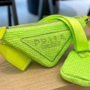 Replica Designer Prada Women Fashion Raffia Triangle Bag