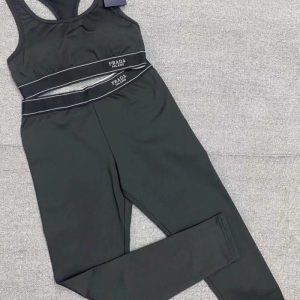 Replica Designer Prada Women Fashion Sleeveless Vest Open Waist Suit