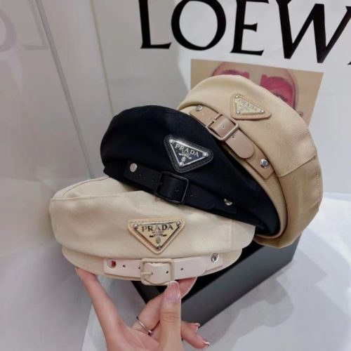 Replica Designer Prada Women Fashion Solid Color Berets Hat
