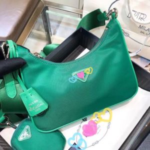 Replica Designer Prada Women Hobo Nylon Shoulder Messenger Baguette Bag