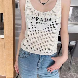 Replica Designer Prada Women Knitted Empty Vest
