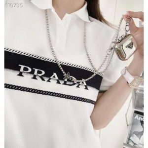 Replica Designer Prada Women Lapel Casual Short-Sleeve Dress