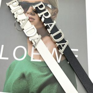 Replica Designer Prada Women Metal Letter Decoration Belt
