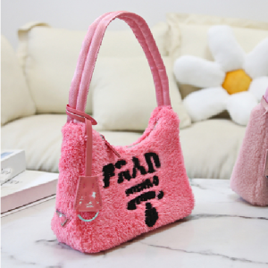 Replica Designer Prada Women Pink Furry Small Satchel Bag