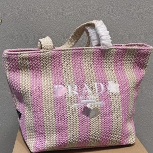 Replica Designer Prada Women Raffia Beautiful Woven Handbag