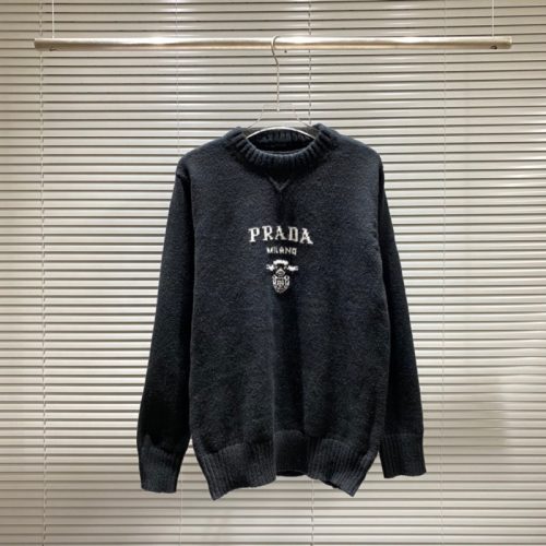 Replica Designer Prada Women Round Neck Long Sleeved Letter Pattern Sweaters
