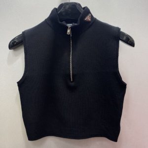 Replica Designer Prada Women Short Knitted Vest Sleeveless T-Shirt