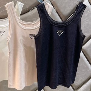 Replica Designer Prada Women Simple Knitted Solid Color Vest