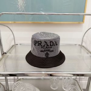 Replica Designer Prada Women Simple Style Imitation Rhinestones Basin Hat