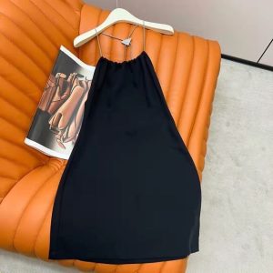 Replica Designer Prada Women Summer Fashion Bead Chain Suspenders Backless Dress