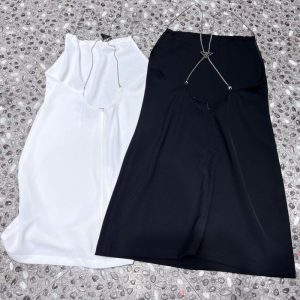 Replica Designer Prada Women Summer Fashion Open-Back Chain-Strap Sexy Dress