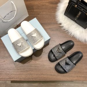 Replica Designer Prada Women Summer Flat Bottom One Word Soft Bottom Slippers