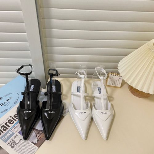Replica Designer Prada Women Summer Pointed Cat Heels Stiletto High Heels Sandals