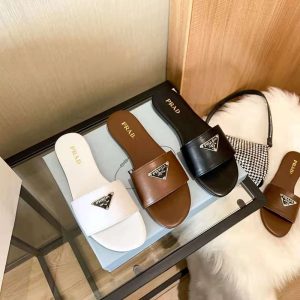 Replica Designer Prada Women Summer Soft Bottom One Word Flat Heel Slippers