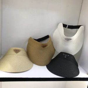 Replica Designer Prada Women Summer Straw Adjustable Sunscreen Hat