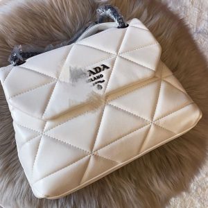 Replica Designer Prada Women Temperament Diamond Stripes Zipper Shoulder Bag