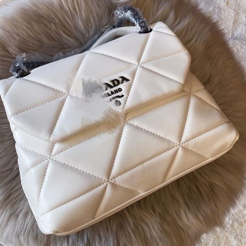 Replica Designer Prada Women Temperament Diamond Stripes Zipper Shoulder Bag