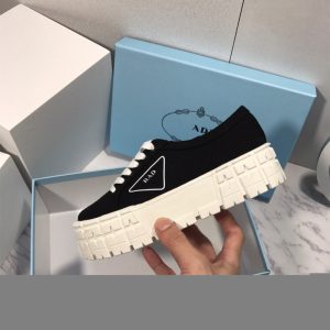 Replica Designer Prada Women Thick-Soled Canvas Lace-Up Breathable Sports Shoes