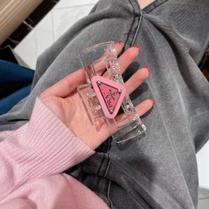 Replica Designer Prada Women Transparent Acrylic Shark Catch Clip Plate Hair Clip