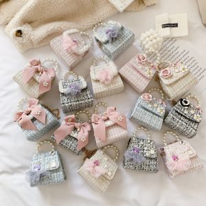 Replica Designer Replica Chanel Design Kids Pearl Chain Diagonal Bag