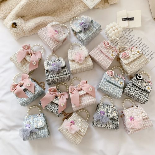 Replica Designer Replica Chanel Design Kids Pearl Chain Diagonal Bag