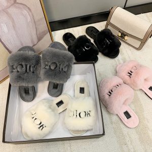 Replica Designer Replica Chanel Design Women Plus Size Plush Flat Slippers