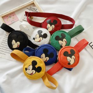 Replica Designer Replica Disney Mickey Mouse Design Waist Bag Kids Shoulder Bag Cartoon Cute Coin Purse Canvas Animal Diagonal Small Round Bag
