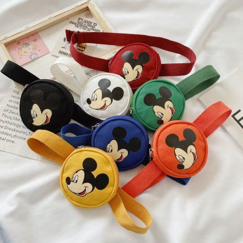Replica Designer Replica Disney Mickey Mouse Design Waist Bag Kids Shoulder Bag Cartoon Cute Coin Purse Canvas Animal Diagonal Small Round Bag