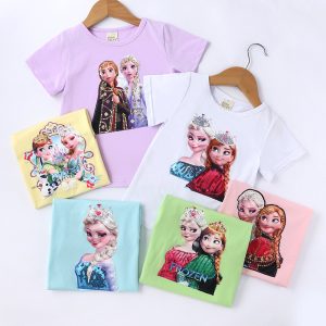 Replica Designer Replica Frozen Design Summer Kids Short-Sleeved Flashing Light T-Shirt