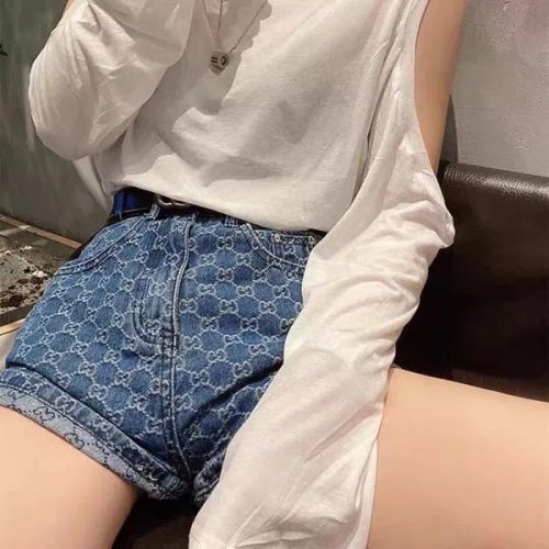 Replica Designer Replica Gucci Design Women Retro High Waist Denim Shorts