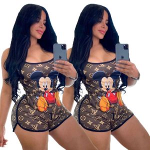 Replica Designer Replica LV Design Women Sexy Cartoon Print Two Piece Set
