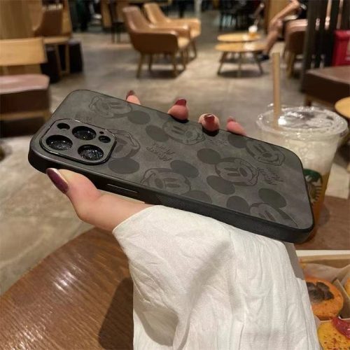 Replica Designer Replica Mickey Design Pressed Leather Mobile Phone Case