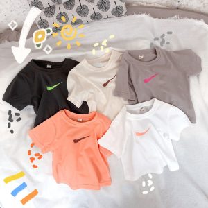 Replica Designer Replica NIKE Design Summer Boys And Girls Cotton T-Shirt Kids Round Neck Bottoming Shirt Baby Short-Sleeved Top