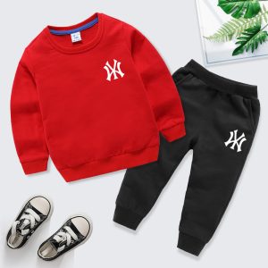 Replica Designer Replica NY Design Kids Clothing Spring And Autumn Fashion Boys Girls Cotton Sweatshirt Sweatpants Sports Set