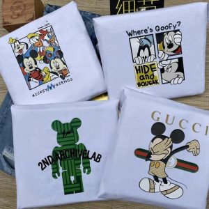 Replica Designer Replica Nike Gucci Mickey Design Cotton White Simple Short Sleeve T-Shirt Women Summer Loose Top
