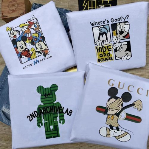 Replica Designer Replica Nike Gucci Mickey Design Cotton White Simple Short Sleeve T-Shirt Women Summer Loose Top