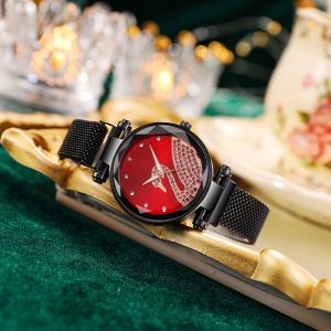 Replica Designer Replica SWAROVSKI Design Women Fashion Simple Magnet Magnetic Mesh Belt Watch